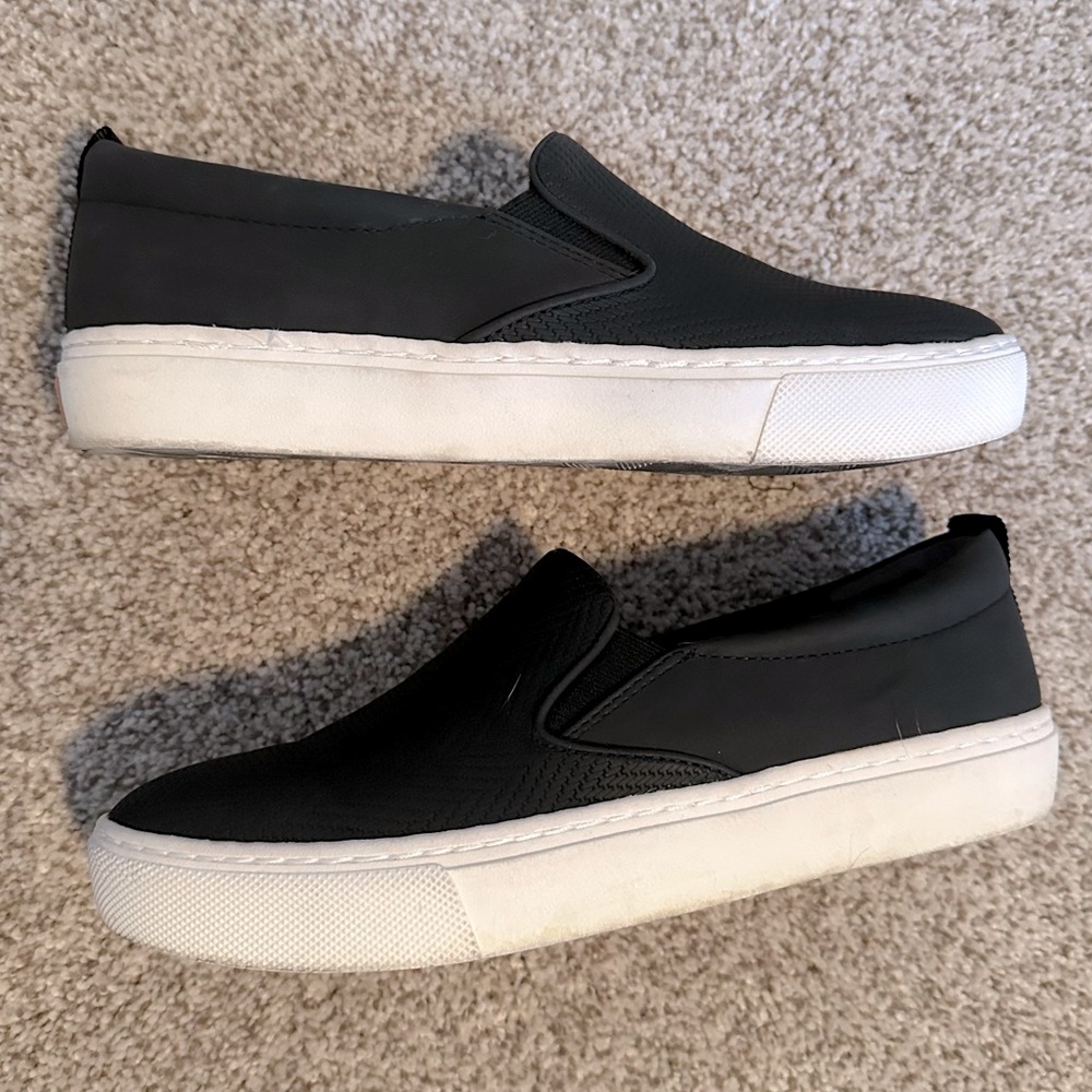 Black Slip On Leather Sneaker